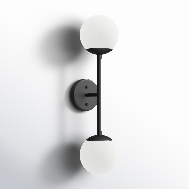 Matte Black 24" Steel Wall Sconce with Opal Glass