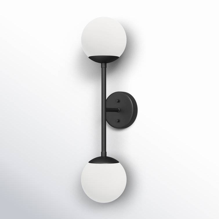 Matte Black 24" Steel Wall Sconce with Opal Glass