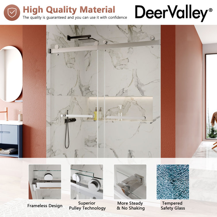 Concord 60" Frameless Sliding Shower Door with Chrome Finish