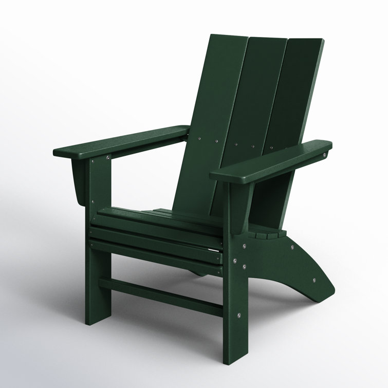 Green Polywood Modern Curveback Adirondack Chair with Arms