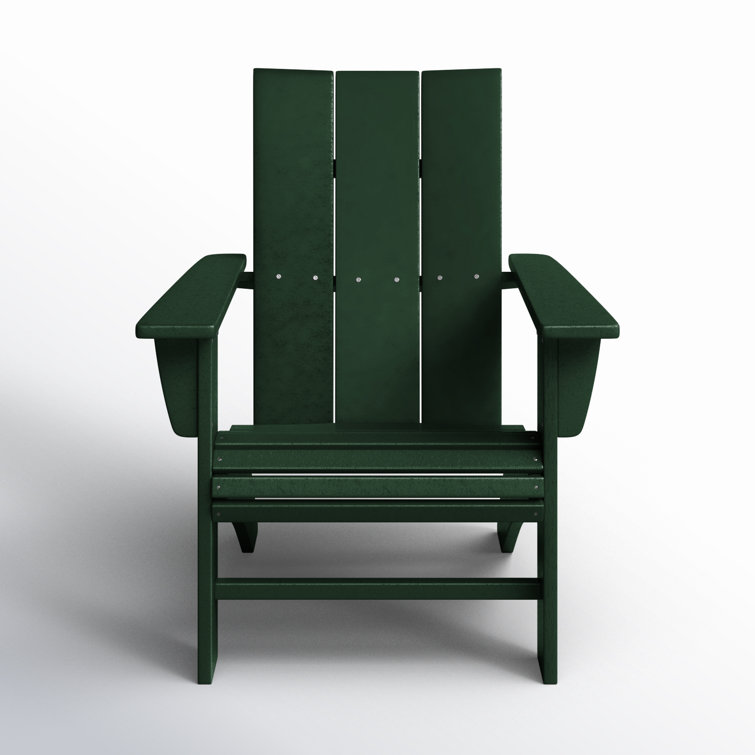 Green Polywood Modern Curveback Adirondack Chair with Arms