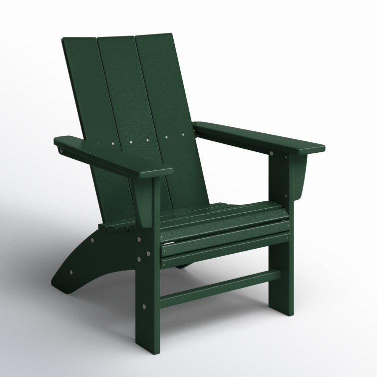 Green Polywood Modern Curveback Adirondack Chair with Arms