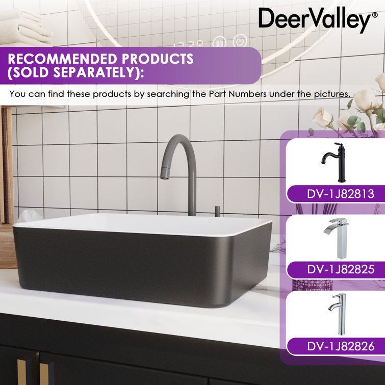 Elegant Dual-Tone 19" x 15" Rectangular Ceramic Vessel Bathroom Sink