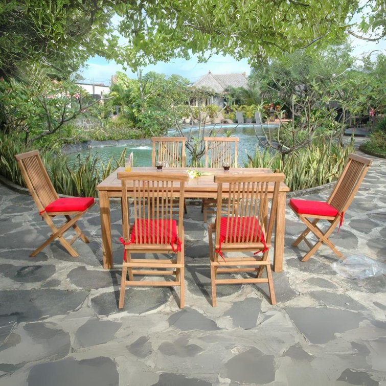 Montage Teak 7-Piece Outdoor Dining Set with Folding Chairs