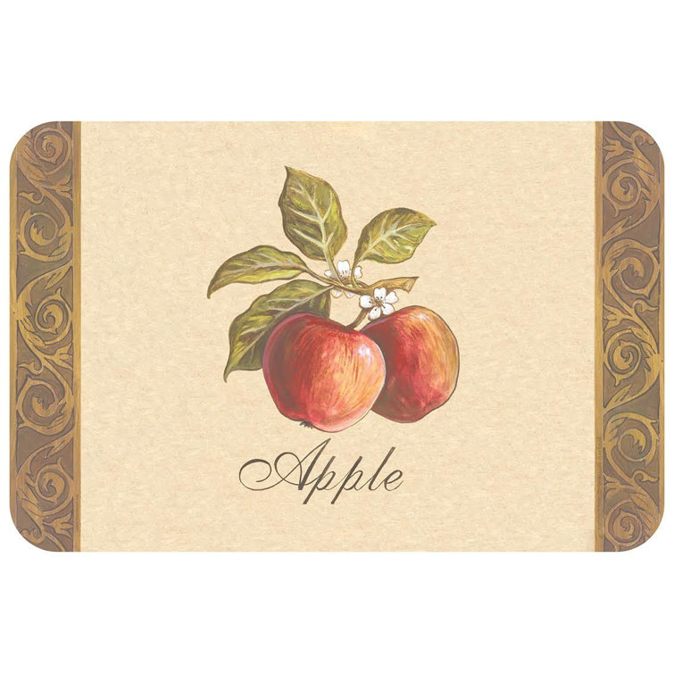 Pear and Floral Reversible Plastic Placemats Set of 4
