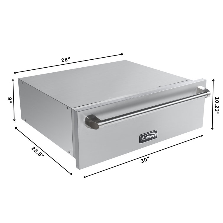 30-Inch Stainless Steel Built-In Warming Drawer with Three Compartments