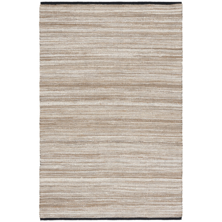 Natural and Grey Handwoven Cotton and Jute Area Rug, 3' x 5'