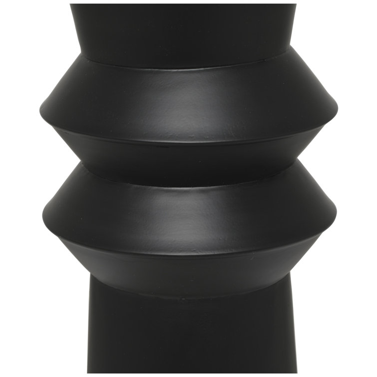 Tall Black Metal Trumpet Floor Vase