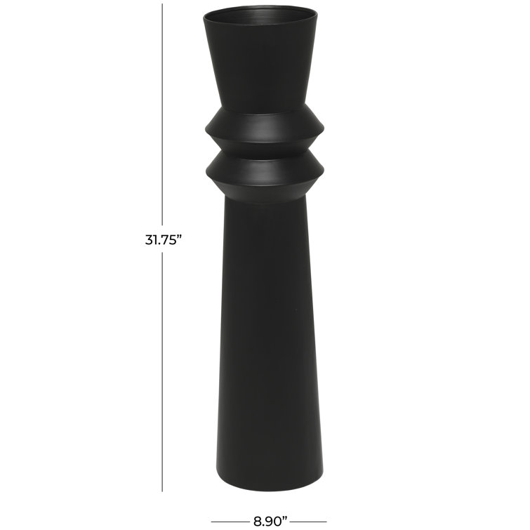 Tall Black Metal Trumpet Floor Vase