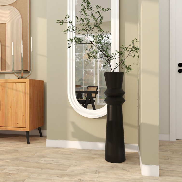 Tall Black Metal Trumpet Floor Vase
