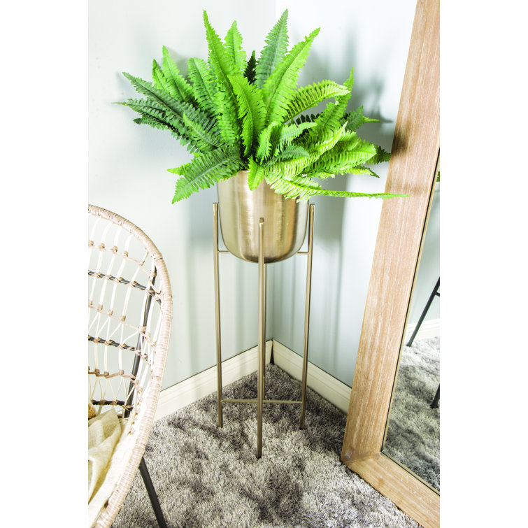 Elegant Silver Metal Dome Planters with X-Base Stand, Set of 2
