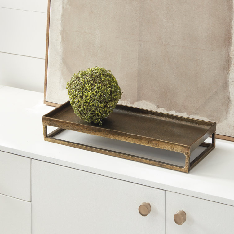 Cabot Antique Brass Cast Aluminum Decorative Tray