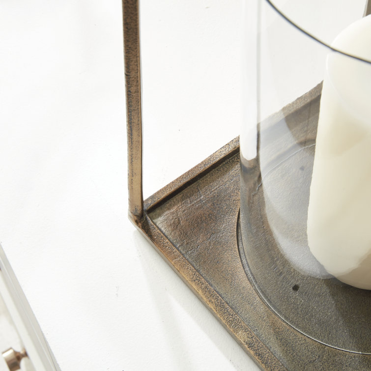Hand-Finished Gold and Glass Hurricane Candle Holder