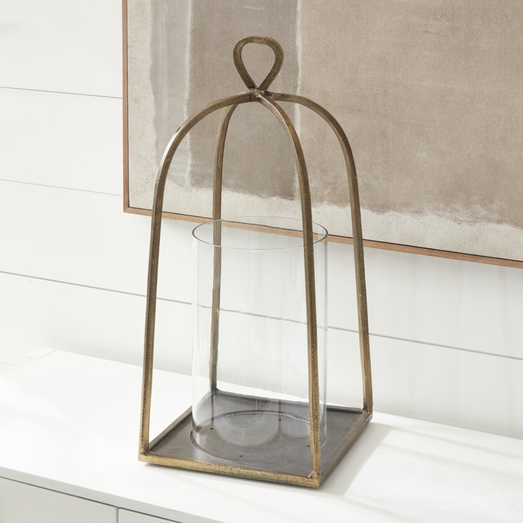 Hand-Finished Gold and Glass Hurricane Candle Holder