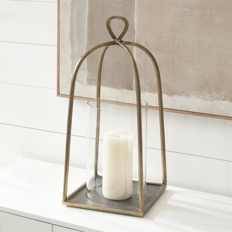 Hand-Finished Gold and Glass Hurricane Candle Holder
