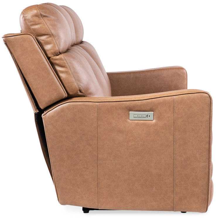 Fawn Leather Zero Gravity Reclining Sofa with Power Headrest