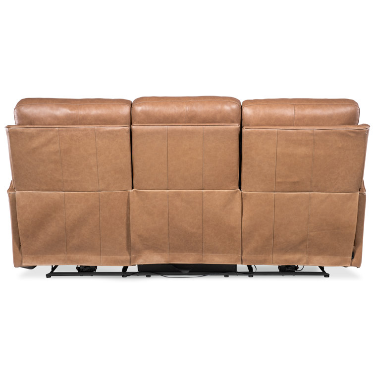 Fawn Leather Zero Gravity Reclining Sofa with Power Headrest