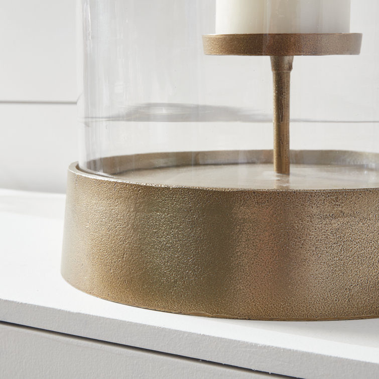 Kenmare Large Brass and Glass Hurricane Candle Holder