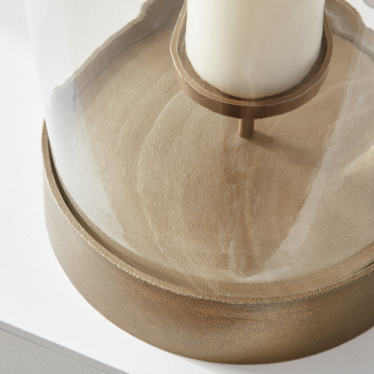 Kenmare Large Brass and Glass Hurricane Candle Holder