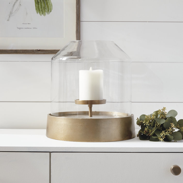 Kenmare Brass and Glass Hurricane Candle Holder