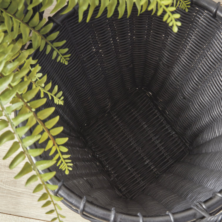 Alvero Black Rattan Storage Baskets, Set of 2