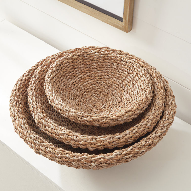 Natural Seagrass Shallow Tapered Basket Set, 18"
