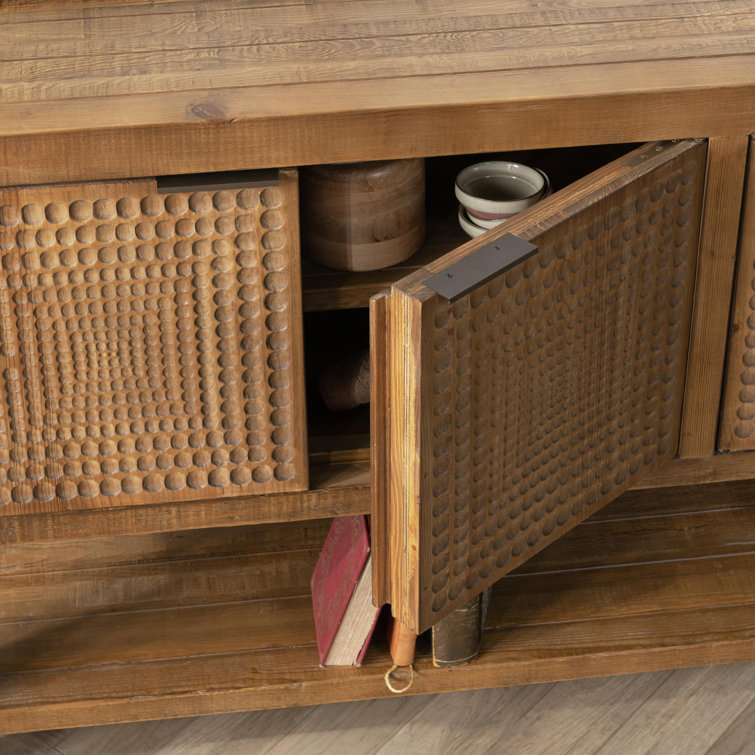 Osiris Reclaimed Pine Wood Buffet Sideboard with Carved Pattern
