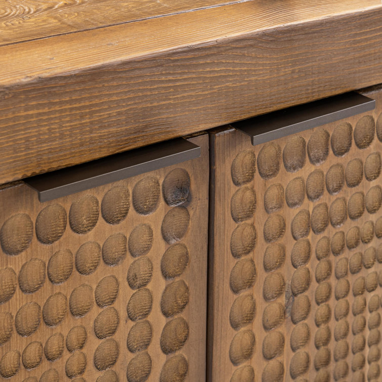 Osiris Reclaimed Pine Wood Buffet Sideboard with Carved Pattern