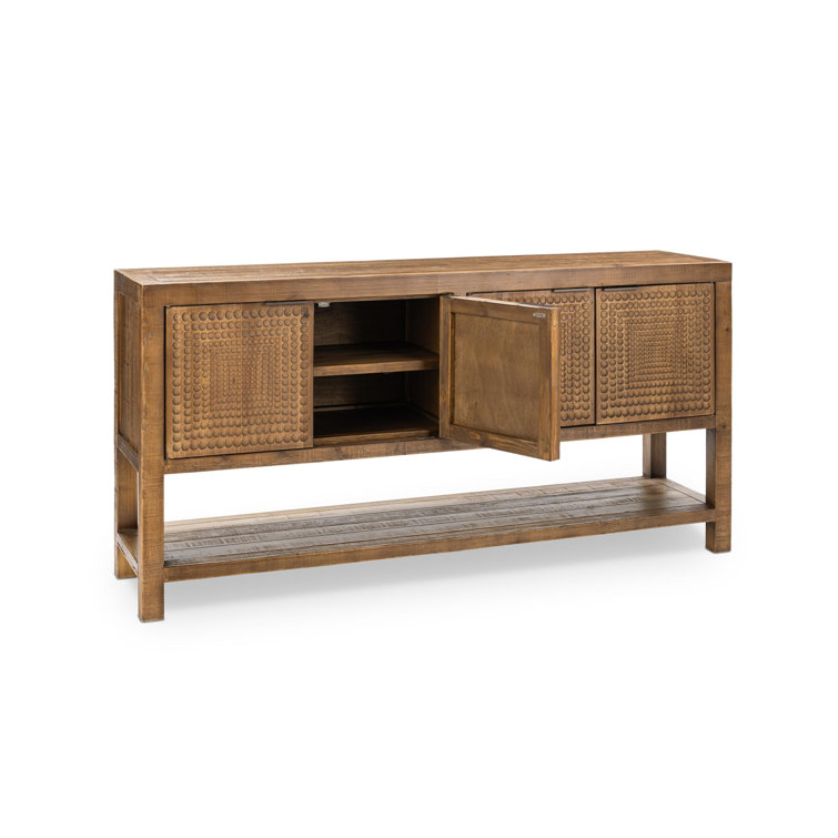 Osiris Reclaimed Pine Wood Buffet Sideboard with Carved Pattern