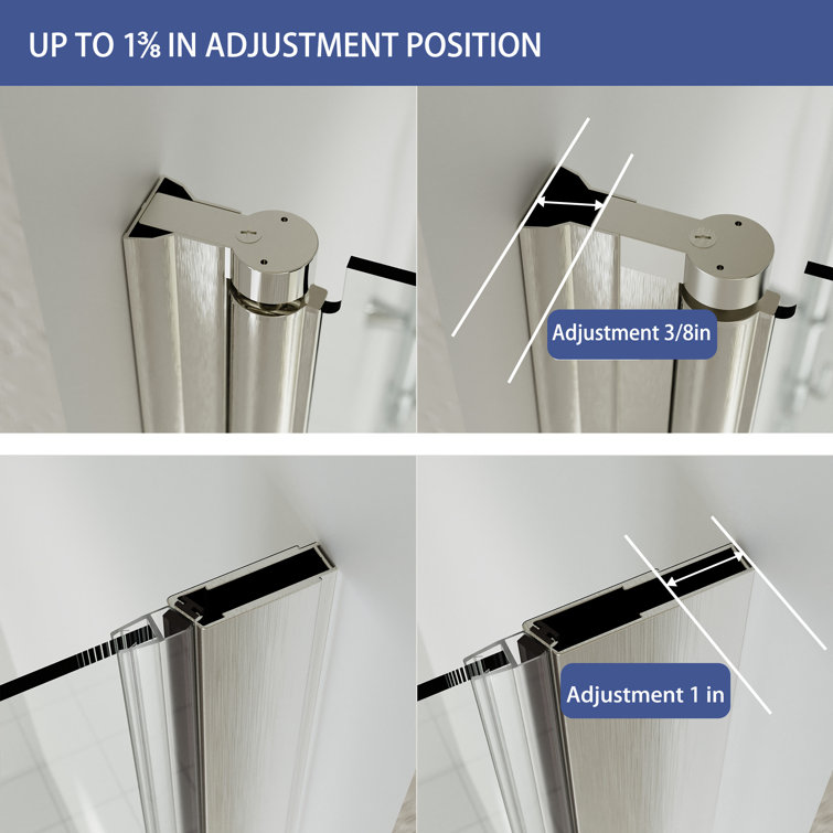Brushed Nickel Frameless Pivot Shower Door with Clear Tempered Glass