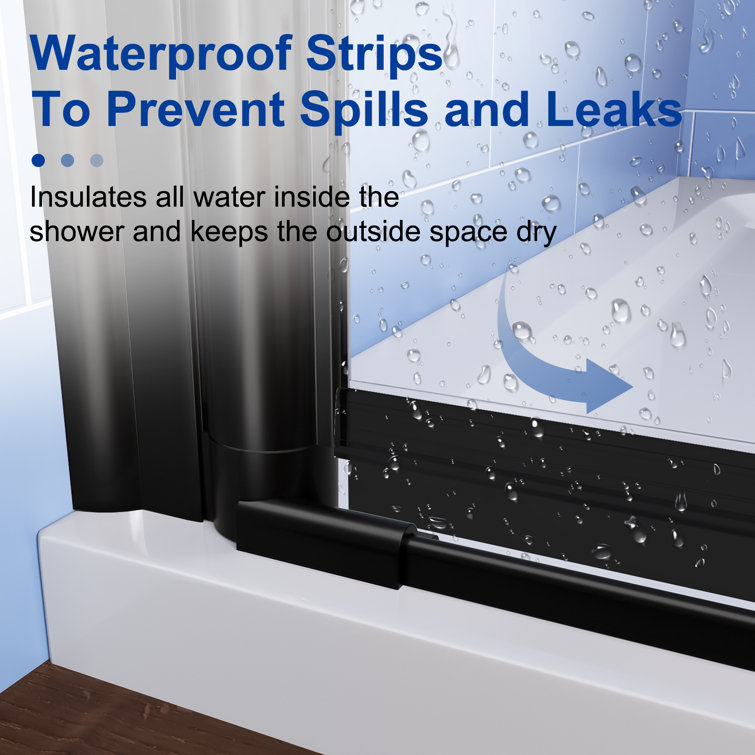 Matte Black Frameless Pivot Shower Door with Clear Glass