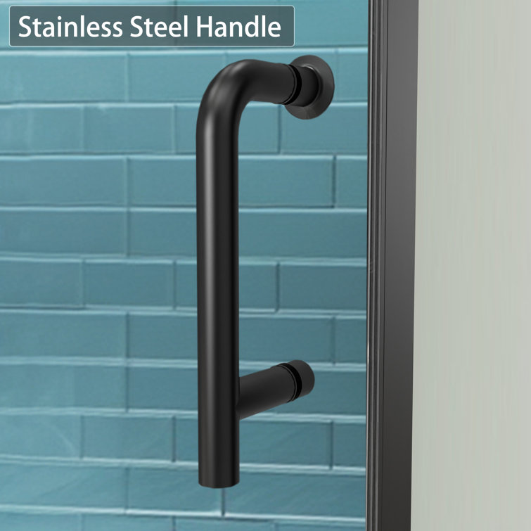 Matte Black Semi-Frameless Pivot Shower Door with Clear Glass