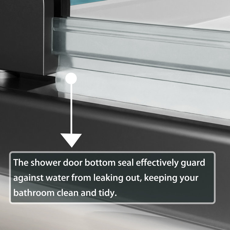 Matte Black Semi-Frameless Pivot Shower Door with Clear Glass