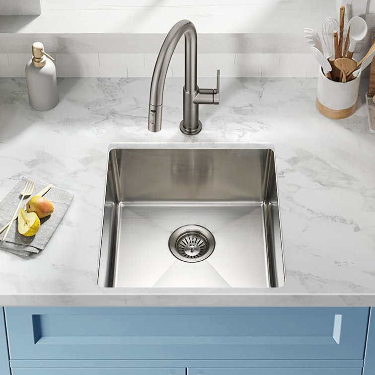19" Stainless Steel Undermount Single Bowl Kitchen Sink