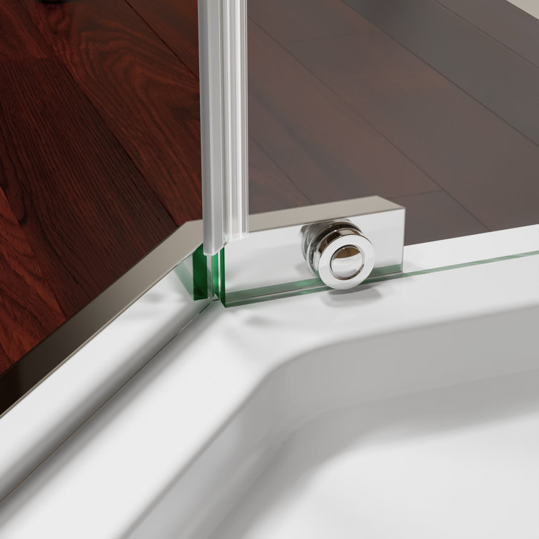 36" x 72" Chrome Neo-Angle Pivot Semi-Frameless Shower Enclosure