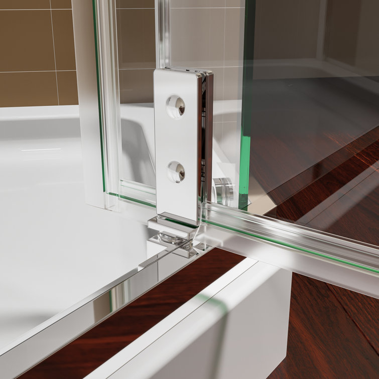 36" x 72" Chrome Neo-Angle Pivot Semi-Frameless Shower Enclosure