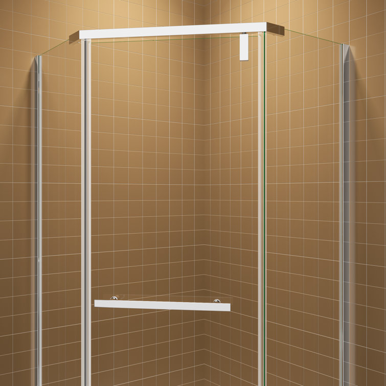 36" x 72" Chrome Neo-Angle Pivot Semi-Frameless Shower Enclosure