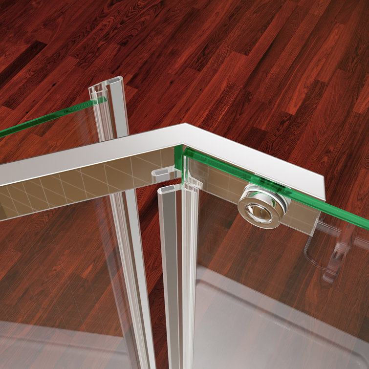 36" x 72" Chrome Neo-Angle Pivot Semi-Frameless Shower Enclosure