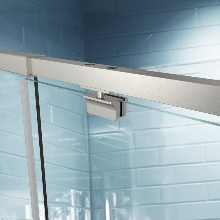 42 in. Brushed Nickel Semi-Frameless Pivot Shower Door