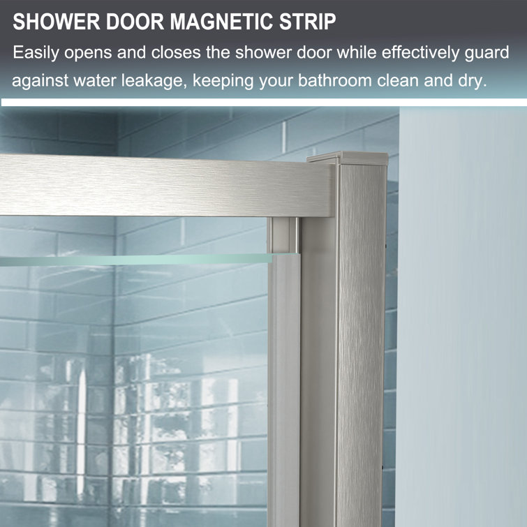 42 in. Brushed Nickel Semi-Frameless Pivot Shower Door