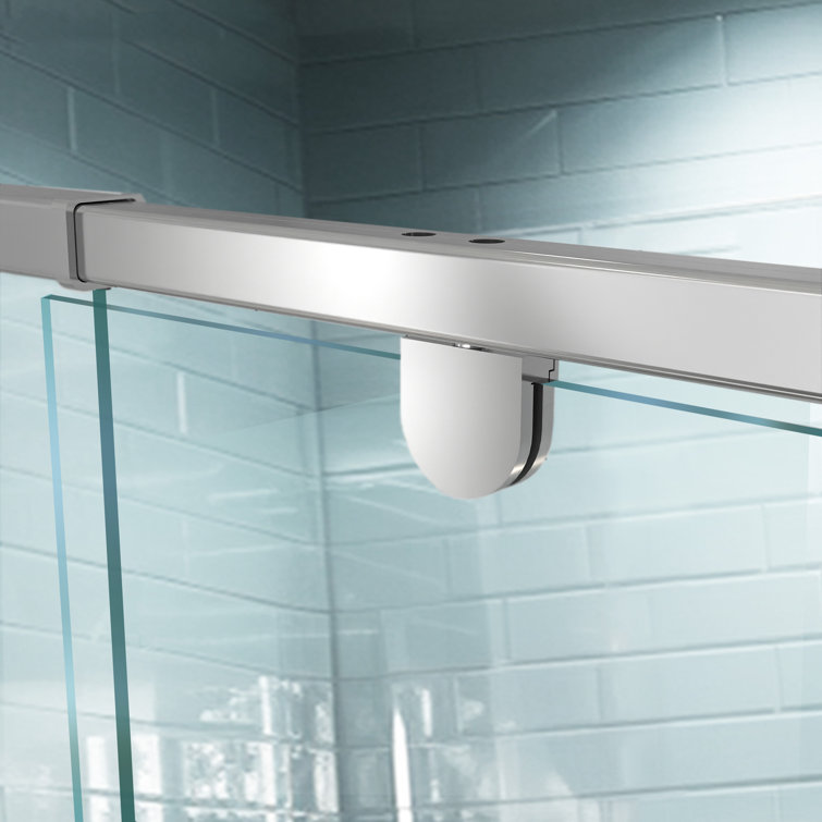54 in. Chrome Semi-Frameless Pivot Shower Door with Clear Glass