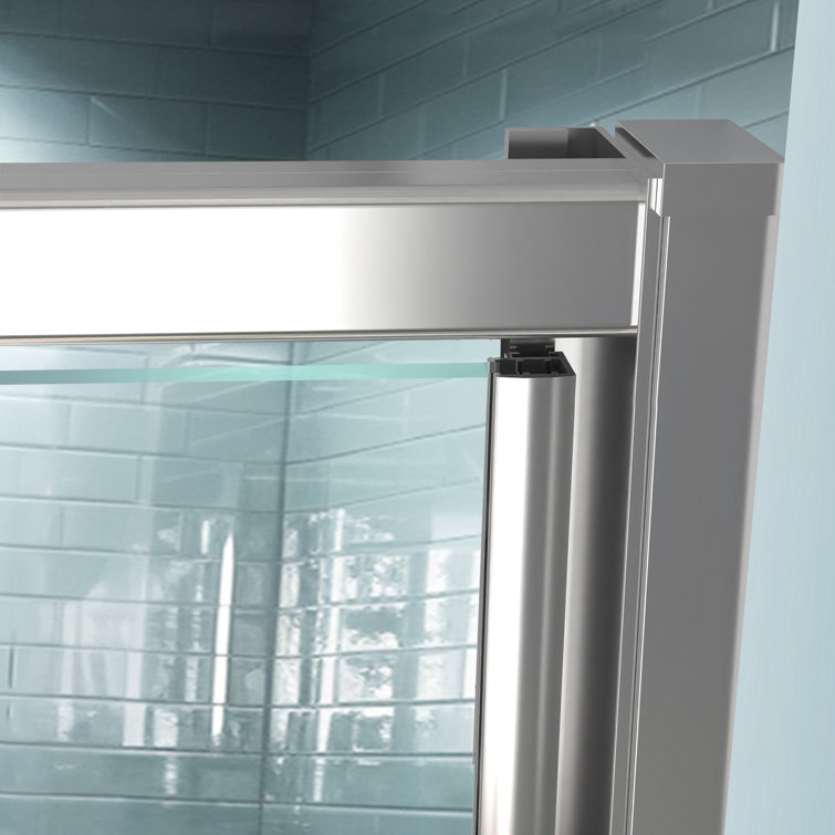 54 in. Chrome Semi-Frameless Pivot Shower Door with Clear Glass