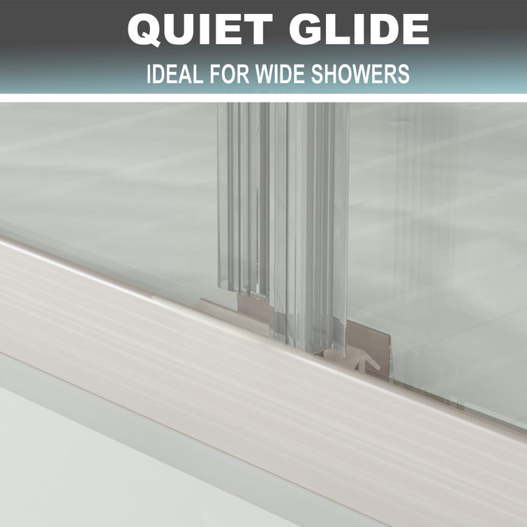 Brushed Nickel Semi-Frameless Sliding Shower Door with Clear Glass
