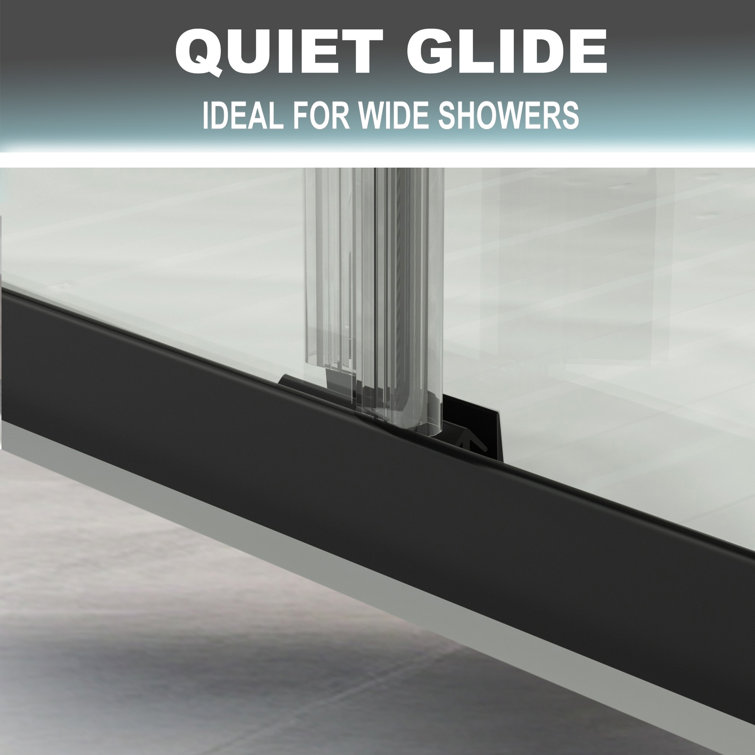 Matte Black Semi-Frameless Sliding Shower Door with Clear Glass