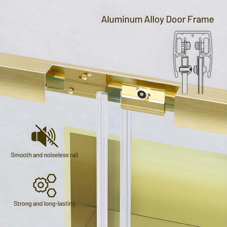 60 in. Brushed Gold Semi-Frameless Sliding Shower Door with Clear Glass