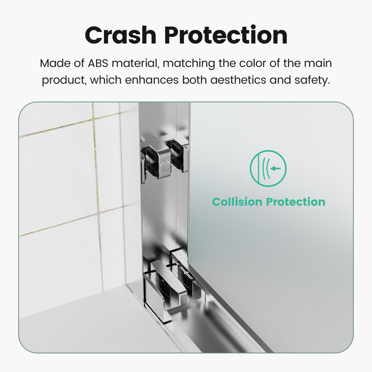 60" Chrome Semi-Frameless Sliding Shower Door with Clear Glass