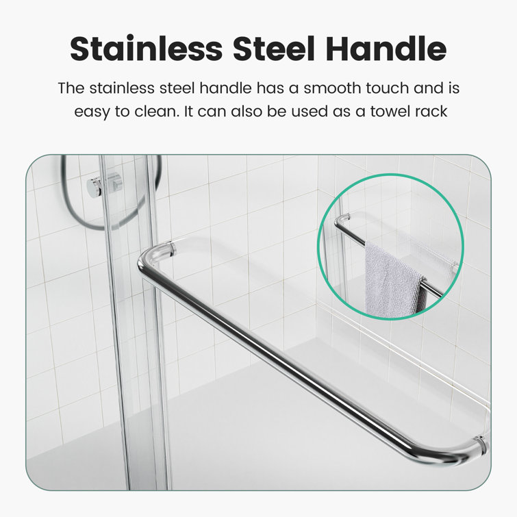 60" Chrome Semi-Frameless Sliding Shower Door with Clear Glass