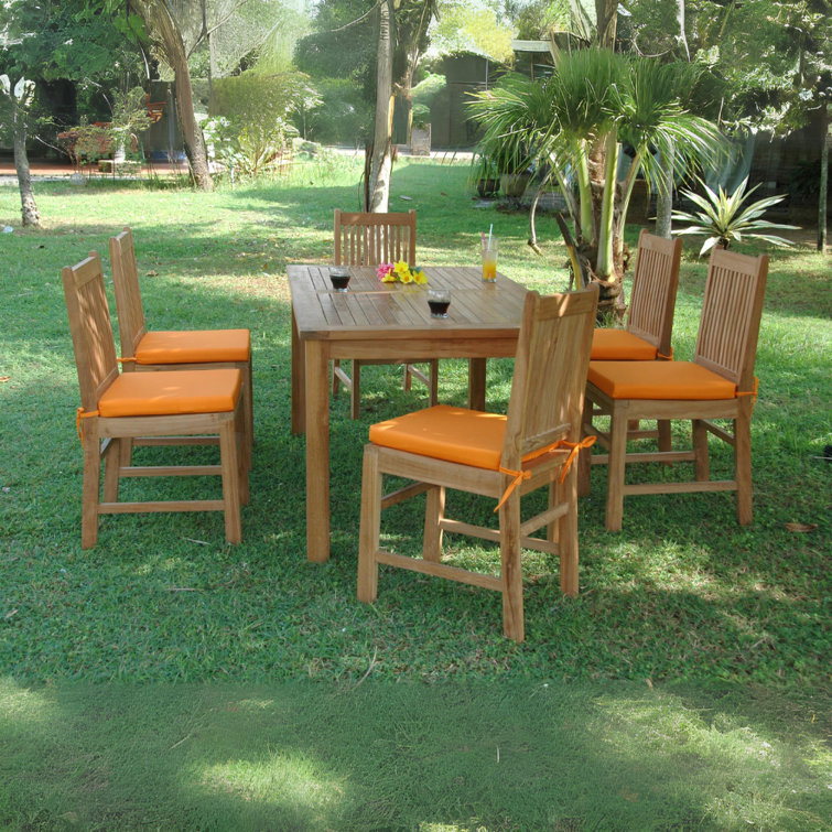 Montage 66" Teak 7-Piece Outdoor Dining Set with Saratoga Chairs