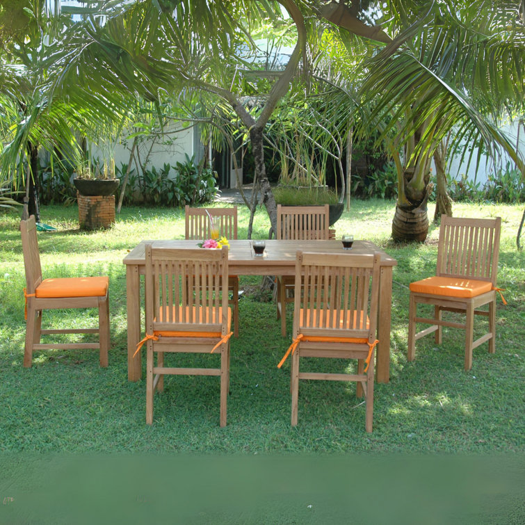 Montage 66" Teak 7-Piece Outdoor Dining Set with Saratoga Chairs