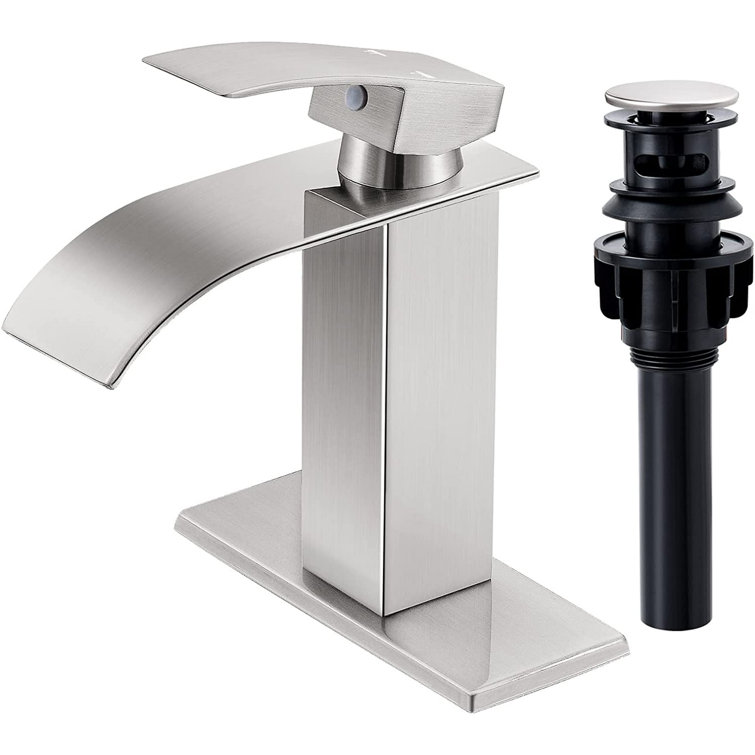 Brushed Nickel Modern Waterfall Bathroom Faucet with Single Handle